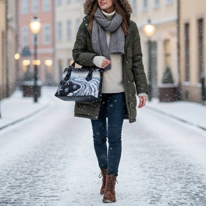 Crossbody Bag, Snow Leather, Hand Painted
for wholesale by Alta Quero