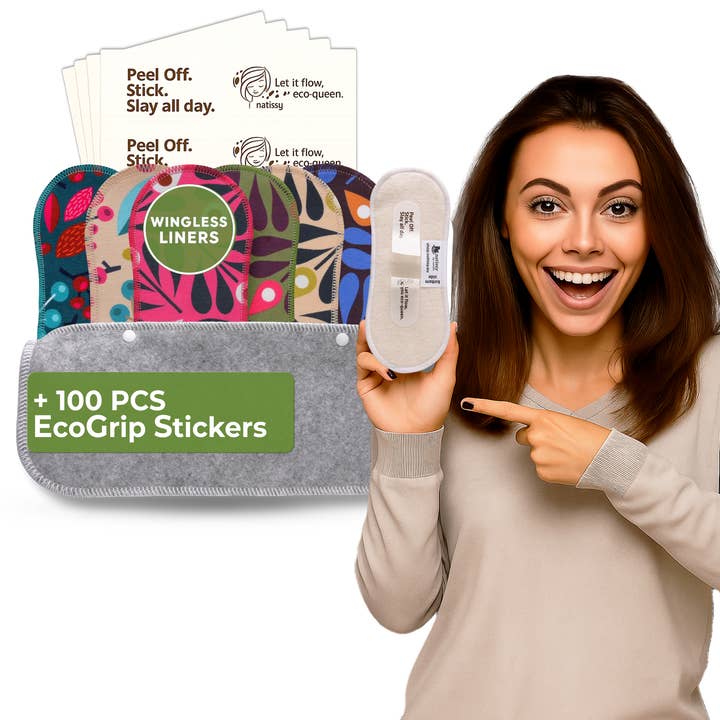 Wingless Reusable Panty Liners with Adhesive Sticker (MEDIUM, 7-Pack) - Grapes for wholesale by natissy