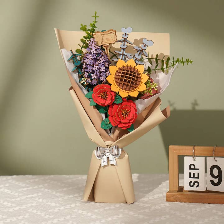 Hands Craft - Wholesale Puzzle - Kids - 3D Wooden Flower Puzzle Bouquet 4