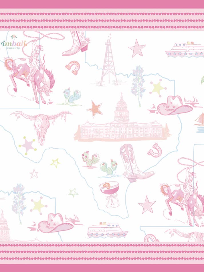 Pastel Texas Scarf 25x25" - Soft Colors Lone Star Print | Imbali Charleston for wholesale by Imbali Charleston
