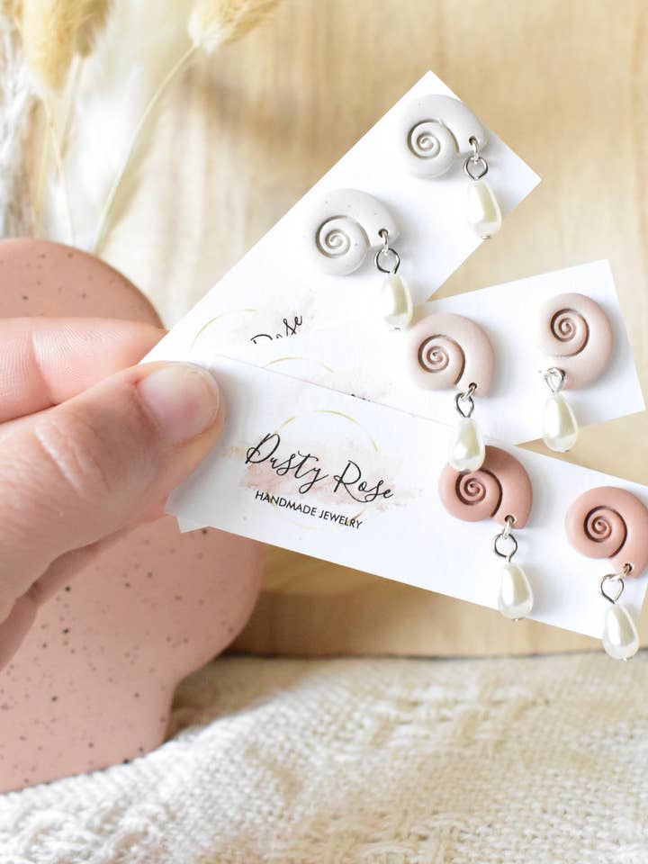 Shell Stud with Pearl for wholesale by Dusty Rose Creations