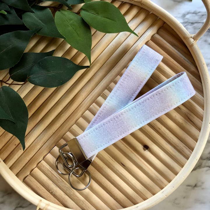 Rainbow Metallic Print Fabric Keychain, Key Fob for wholesale by MDStickerShop