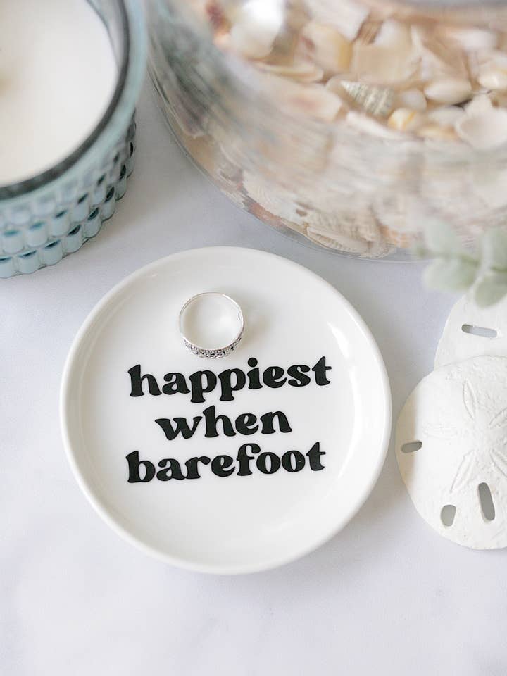 Happiest When Barefoot Ring Dish for wholesale by Younique Ornaments