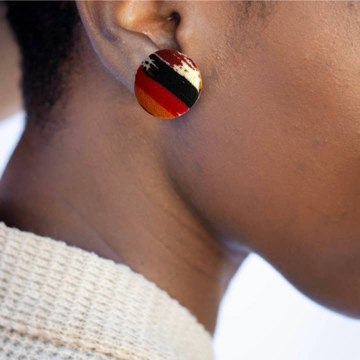 Assorted Red Fabric Button Earrings for wholesale by Neci LoveHarmon