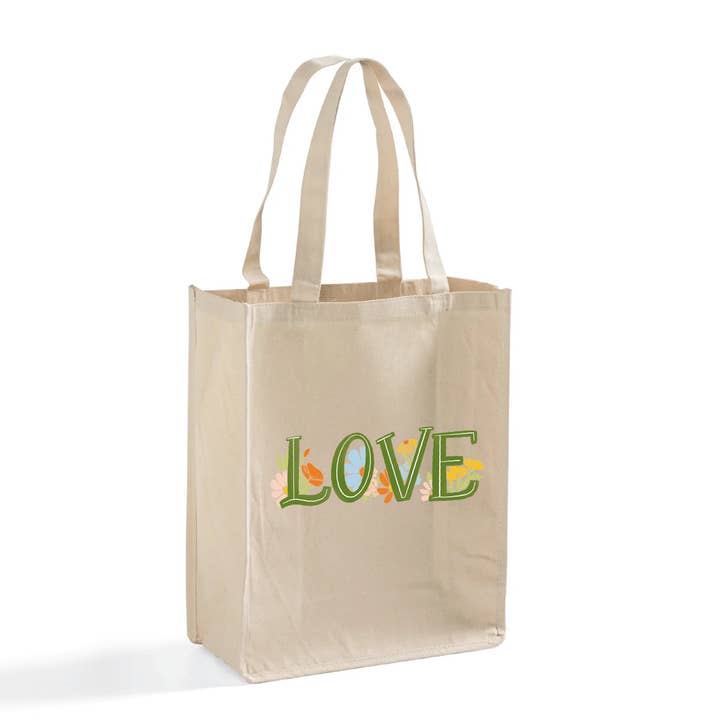 Love Blooms Shopper Tote for wholesale by doodles.ink.