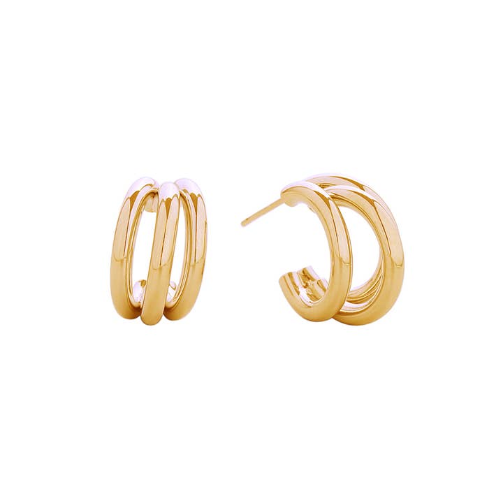 Hana - Wholesale Hoop Earrings - 14K Triple Hoop Tango Post Earrings