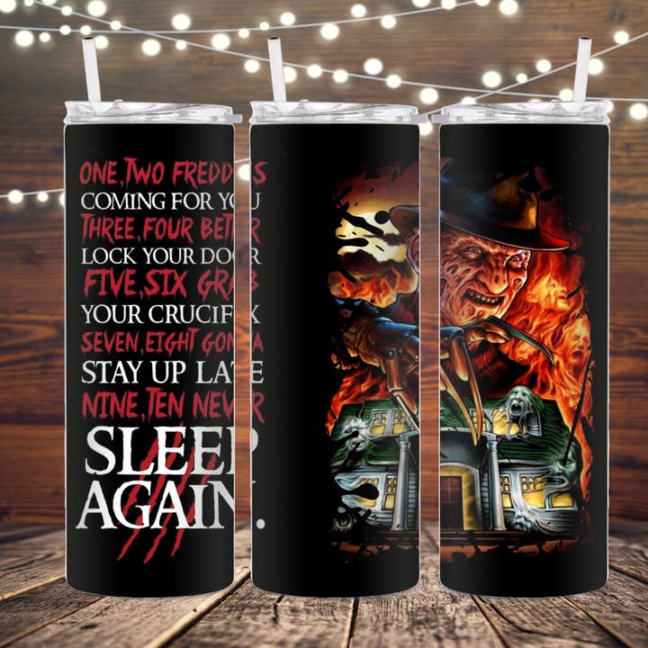 Freddy Krueger Sublimation Tumbler for wholesale by K. I. Designs