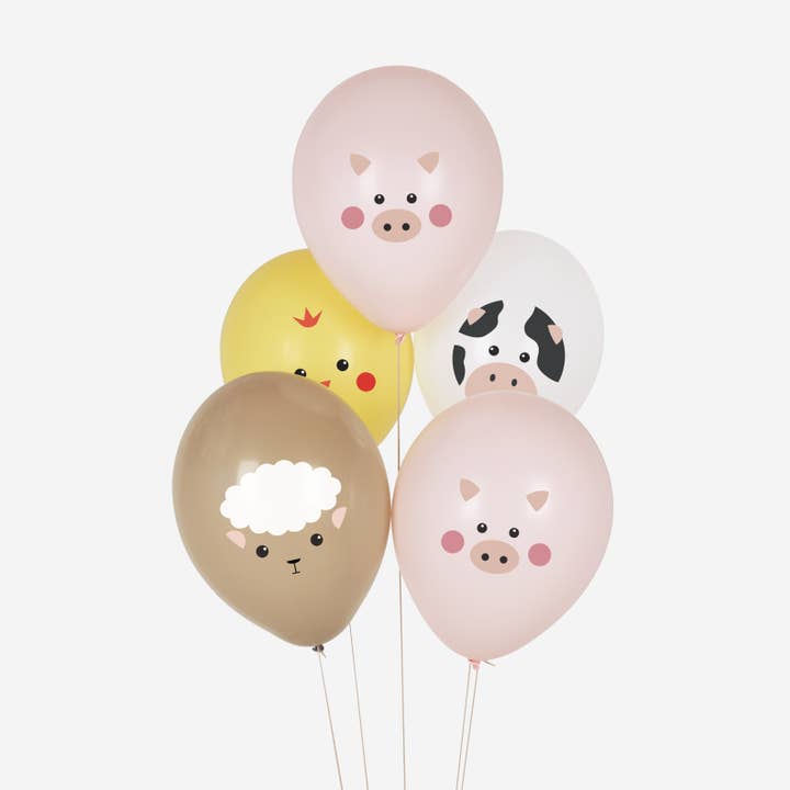 My Little Day - Wholesale Balloon - 5 PRINTED BALLOONS - MINI FARM ANIMALS