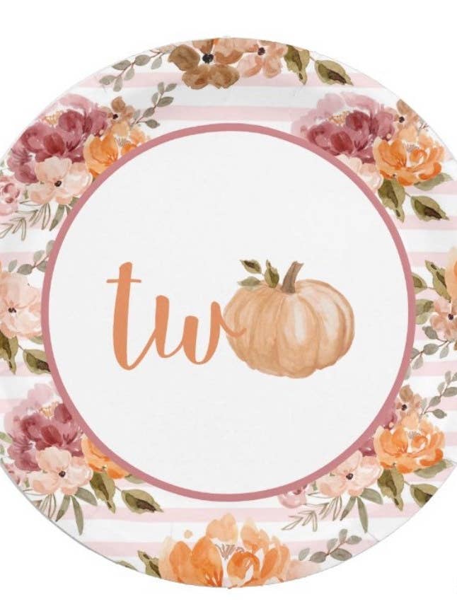 Lilla Pumpa Andra Födelsedag Papperstallrikar | Set om 8 för wholesale av Hullaballoons