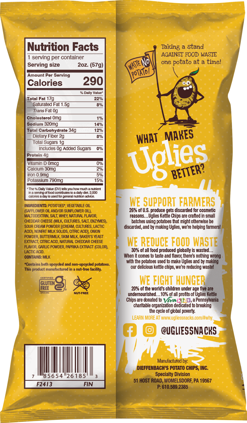 Uglies Kettle Chips - Wholesale Chips - Uglies 2 oz Cheddar & Sour Cream Kettle Cooked Potato Chips1