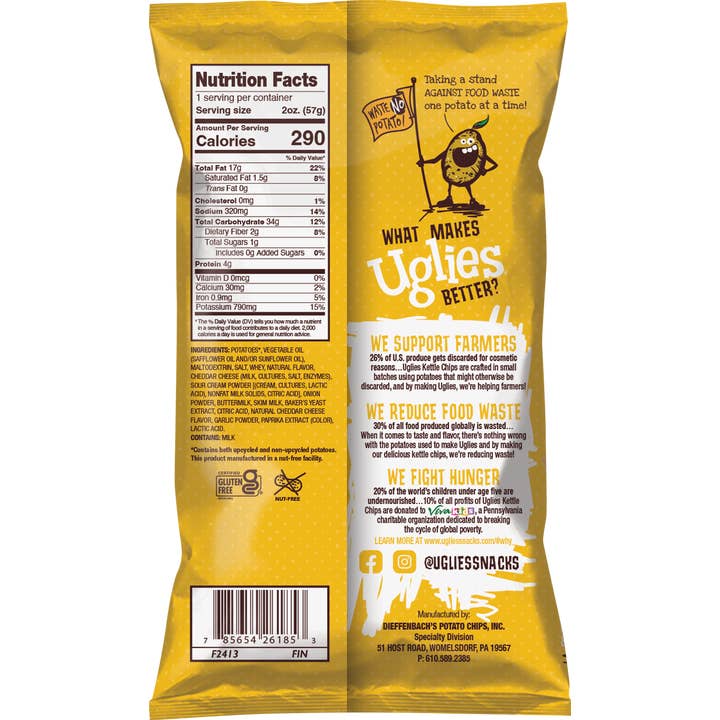 Uglies Kettle Chips - Wholesale Chips - Uglies 2 oz Cheddar & Sour Cream Kettle Cooked Potato Chips1