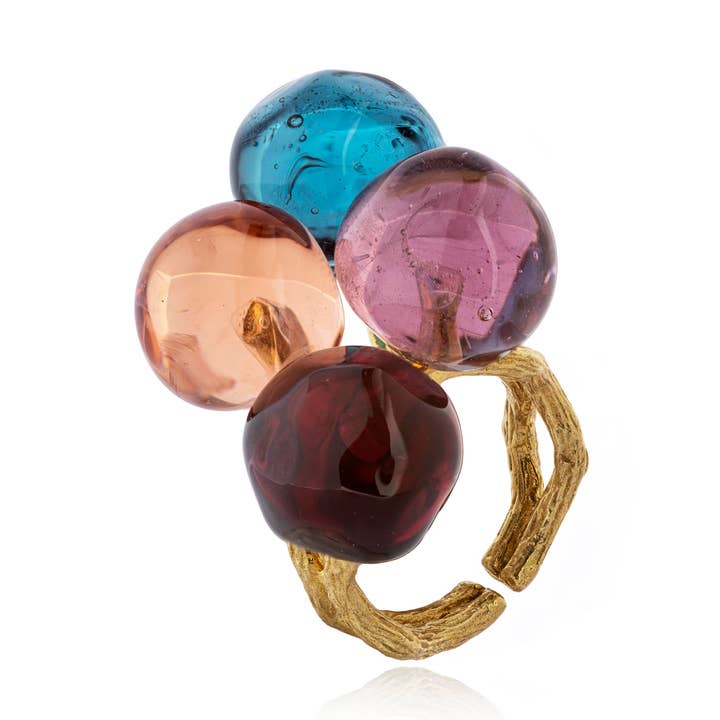 Handmade Murano Glass Ring Chania 4B for wholesale by Chama Navarro
