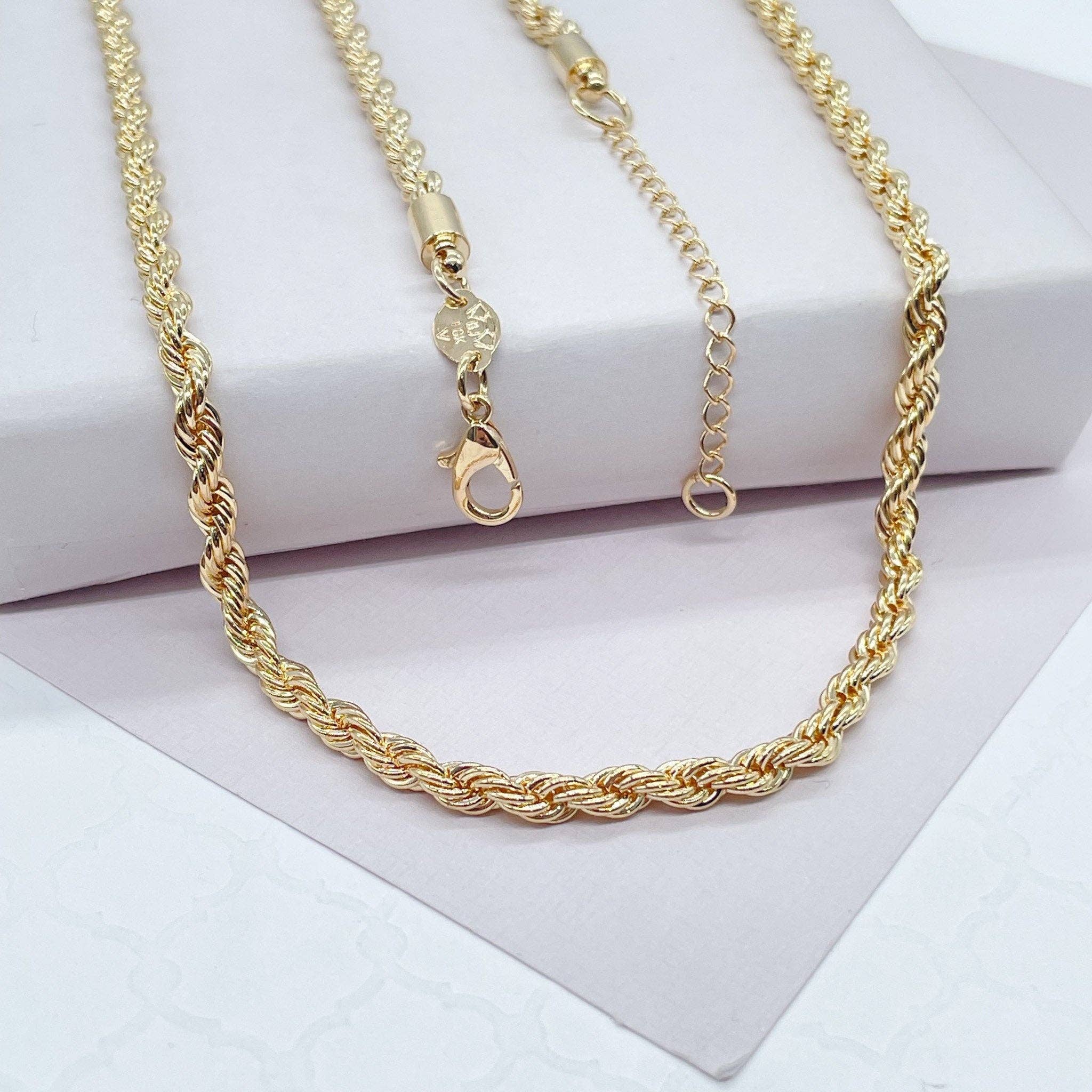 Milie - Wholesale Link & Chain Necklace - 18k GF 4mm Thick Rope Chain4
