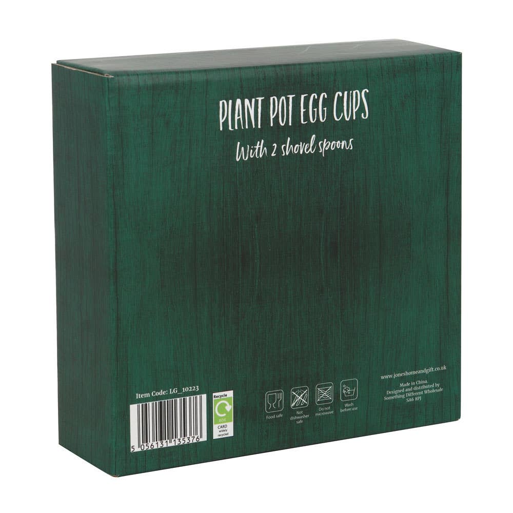 Something Different Wholesale – Engroshandel Æggebæger/holder – Sæt med æggebægre formet som plantepotter med skovl-skeer2