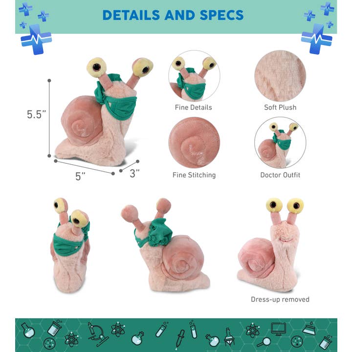 Cota Global - Wholesale Stuffed/Plush Toy - Kids & Baby - Plush Doctor - Super-Soft Plush - Pink Snail Small 5.5"2