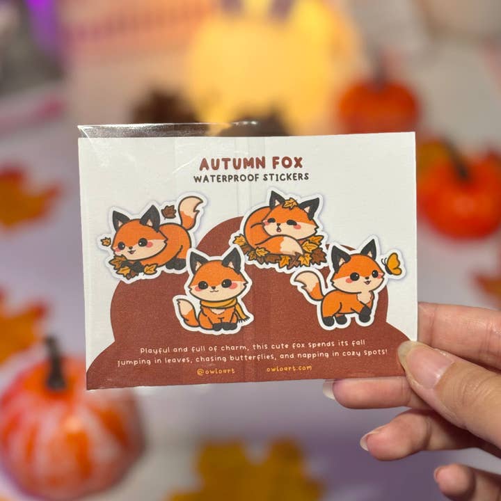 owloArt - Wholesale Sticker - Autumn Fox Waterproof Matte Stickers2