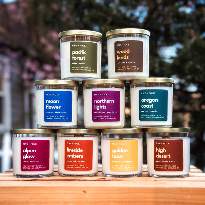 FIRE + FOLK - Wholesale Jar/Filled Candle - Woodlands | 11oz Wood Wick Soy Candle