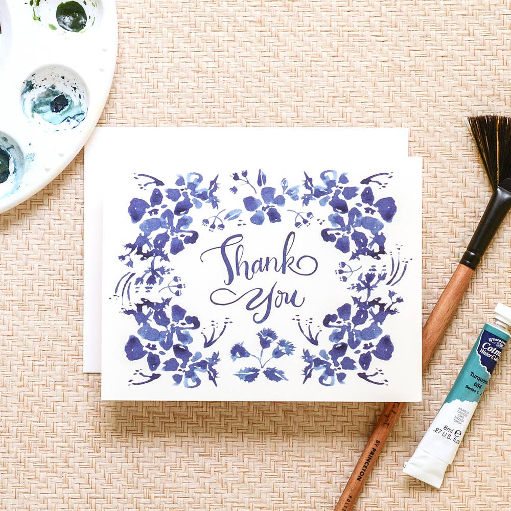 Antiquaria - Wholesale Thank You Card - Blue Wildflower Thank You Greeting Card1