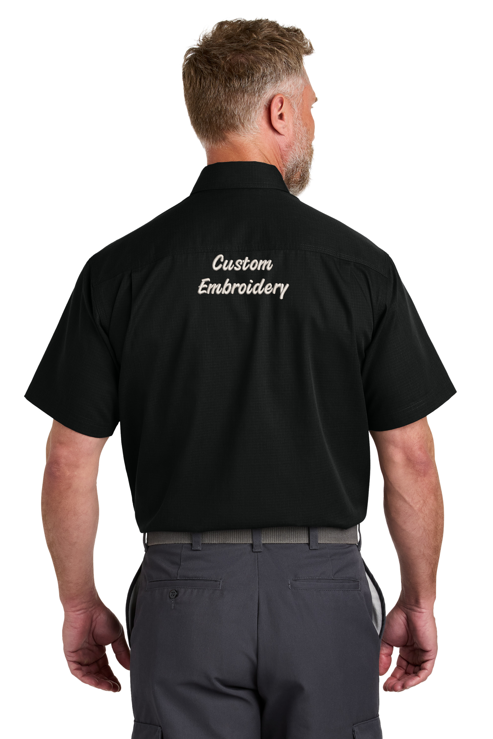 One Nine - Wholesale Button Down Shirt - Men's - Custom Embroidery Logo Short Sleeve Select Ripstop Shirt2