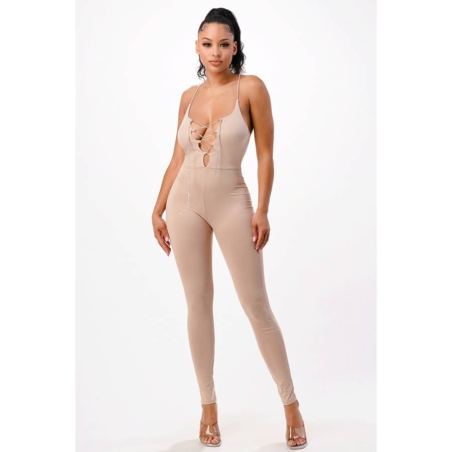 Lime All the Time - Vendita all'ingrosso Tuta intera - Donna - Tuta con lacci e strappi a V6