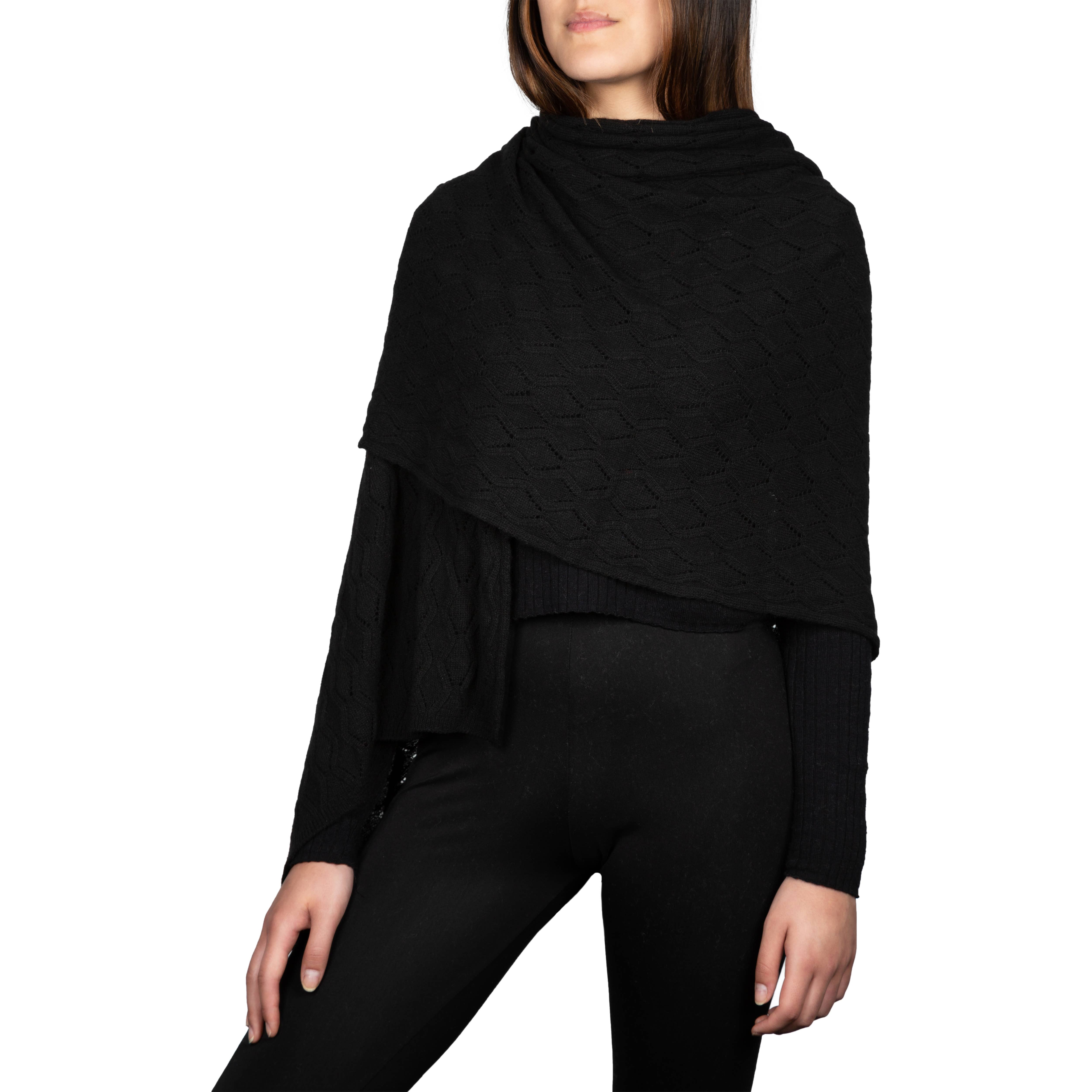 Assia di Brunetti Federica e C. s.a.s. – Großhandel Schultertuch – Damen – Meghan – Lochmuster-Stola aus Kaschmir-Mischung6