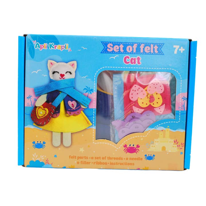 Fainotoys - Wholesale Craft Sewing Kit - APLI Krapli — Felt Toy: toy Cat — Ages 6+5