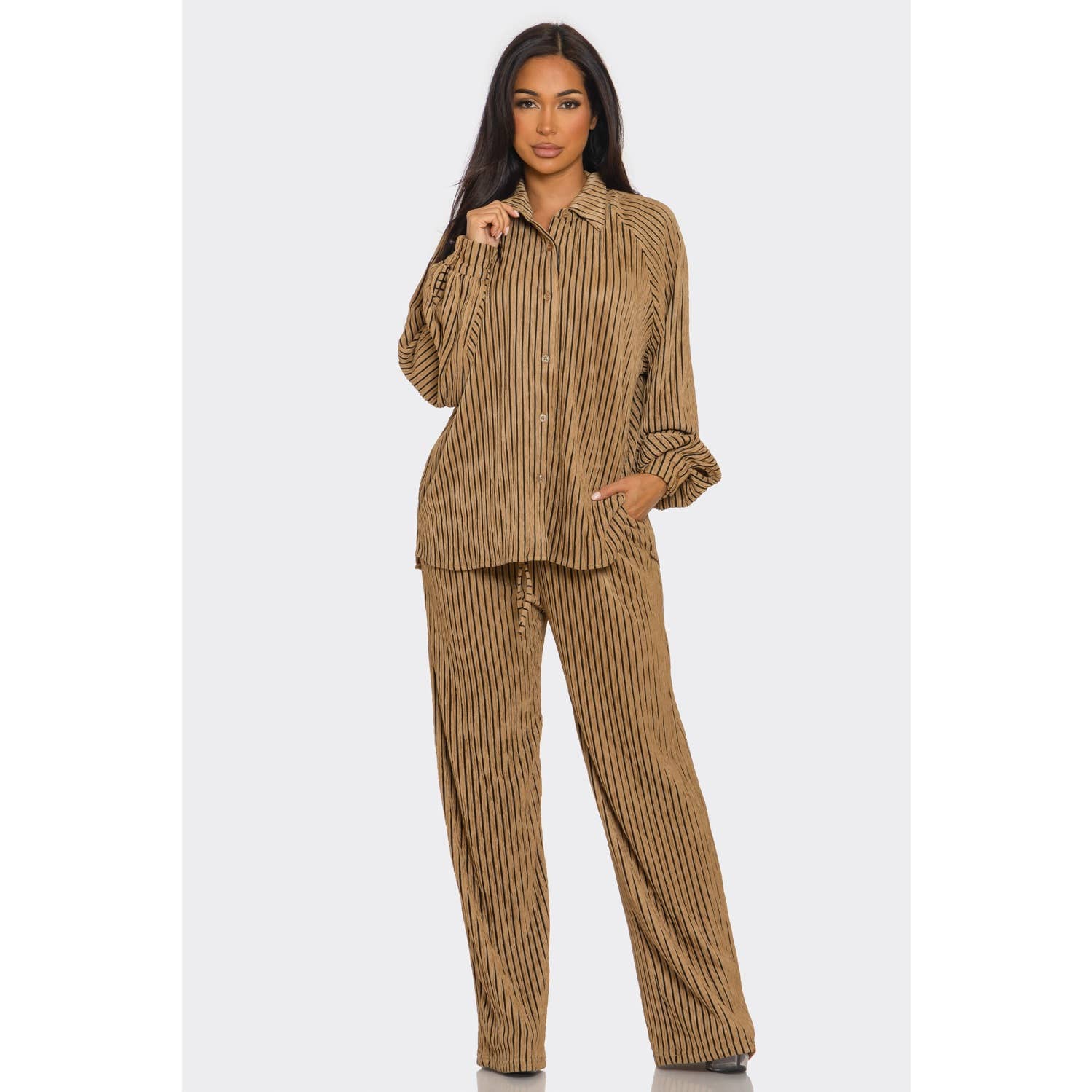 ITSSY - Wholesale Top & Pant Set (NOT Loungewear) - Women's - Button Down Shirt and Pant Set7