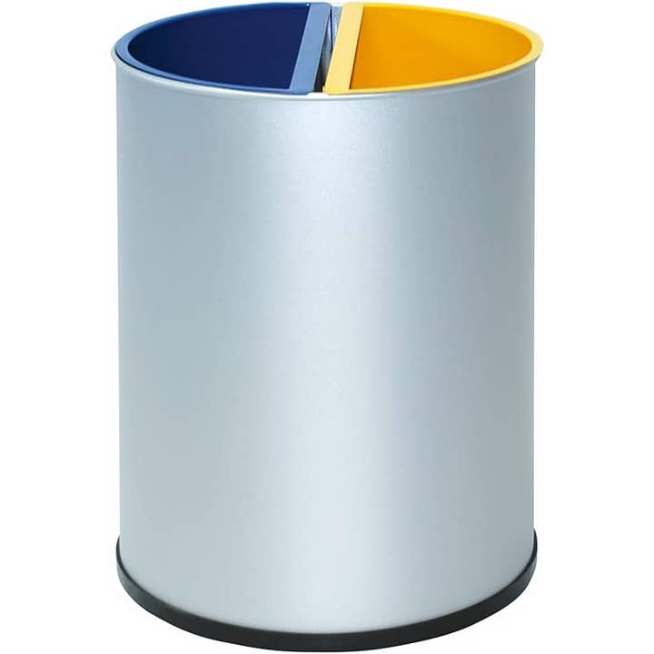 28L Silver Metal Recycle Bin 2 Compartments for wholesale by MEDEL OFFICE