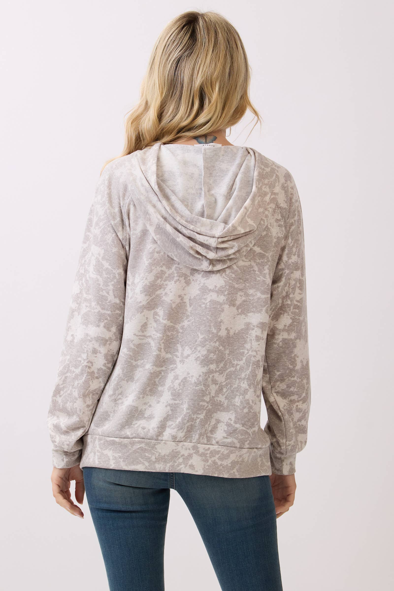 BOMBOM - Wholesale Hoodie - Women's - TL2106 Marble Wash Knit Hoodie3