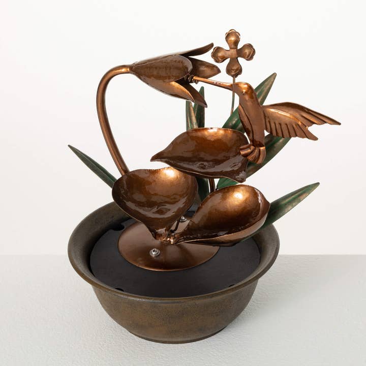 Sullivans Home Decor - Wholesale Decorative Tabletop Object - Copper Hummingbird Fountain