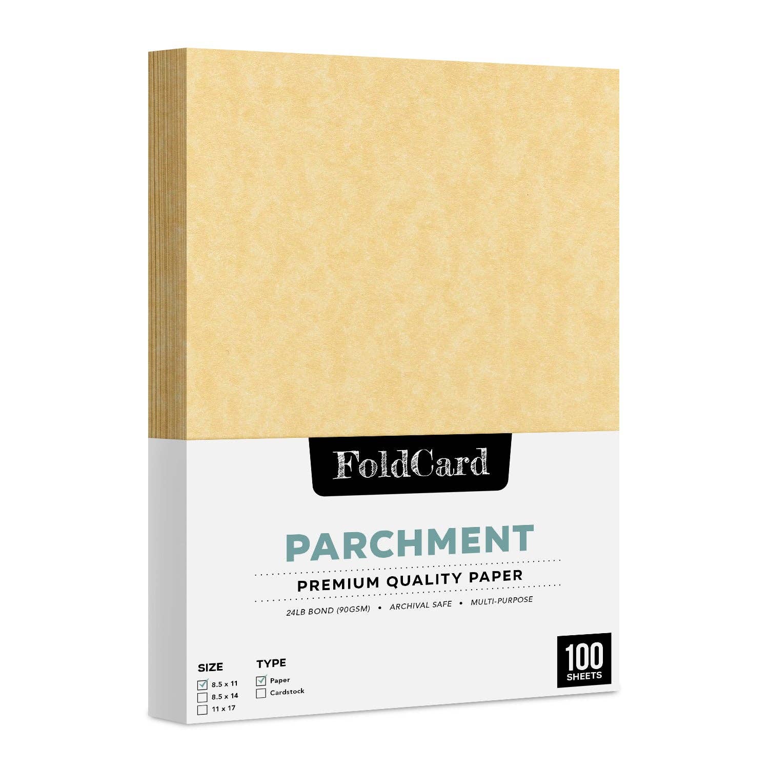Fine Cardstock - Vendita all'ingrosso Attrezzature per lavoretti e fai da te - Carta pergamena 8,5 x 11, 24 libbre, 90 g/mq, 100 fogli10