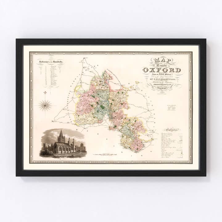 Vintage Map of Oxford England, 1834 for wholesale by Ted's Vintage Art