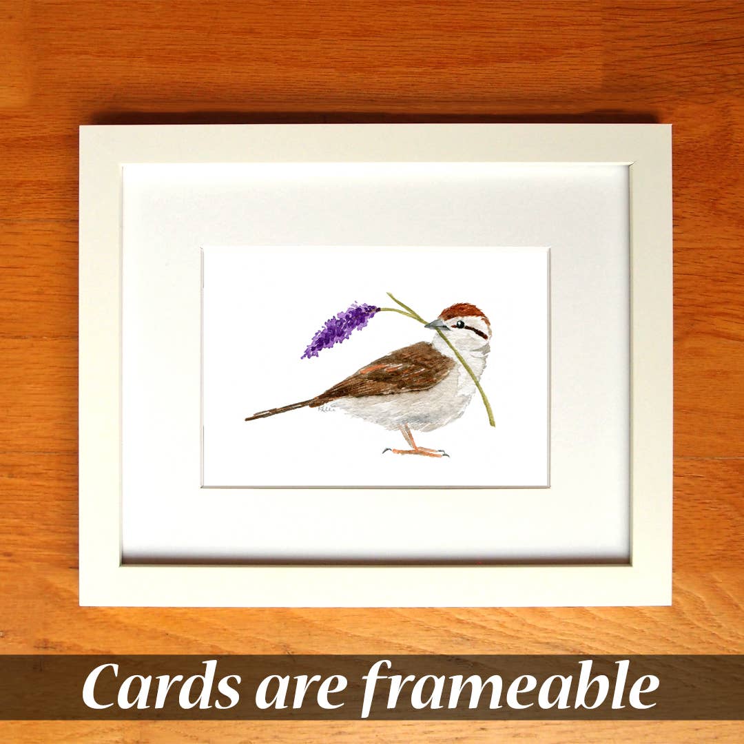 Kelli McNichols Art - Vente Carte de vœux classique - Moineau chipping1