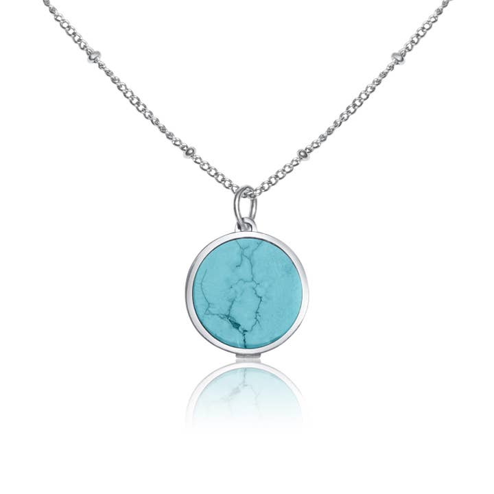 Turquoise Lip Balm Necklace in Stainless Steel for wholesale by Get Balmy - USA