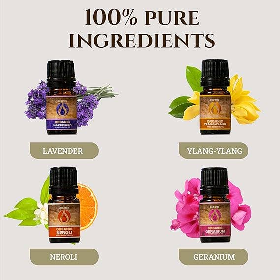 Eco Drop – Großhandel Ätherisches Öl – Kollektion ätherischer Öle mit Blumenduft 4 x 5 ml2