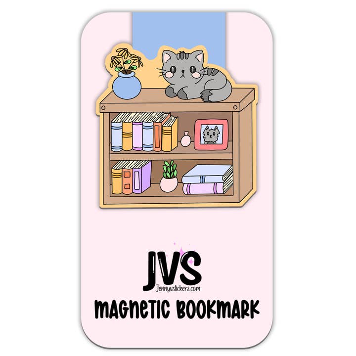 Kitty Bookshelf Magnetic Bookmark for wholesale by Sweet Humors