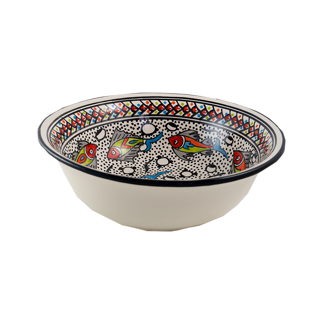 Sobremesa - Wholesale Bowl - 10" Rainbow Fish Medium Deep Ceramic Bowl Salad Bowl1