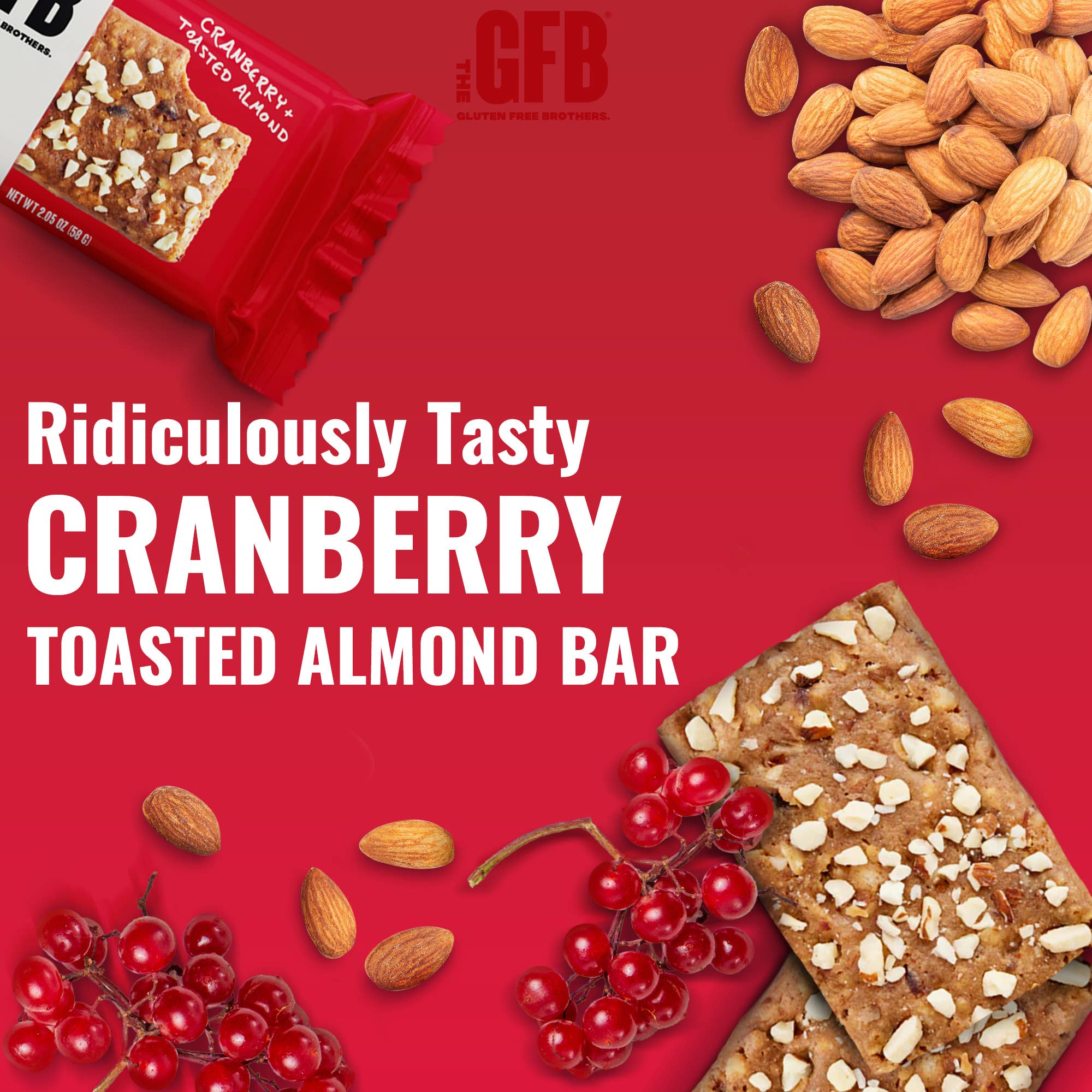 The GFB - Wholesale Snack Bar - The GFB: Cranberry Toasted Almond Protein Snack Bar3