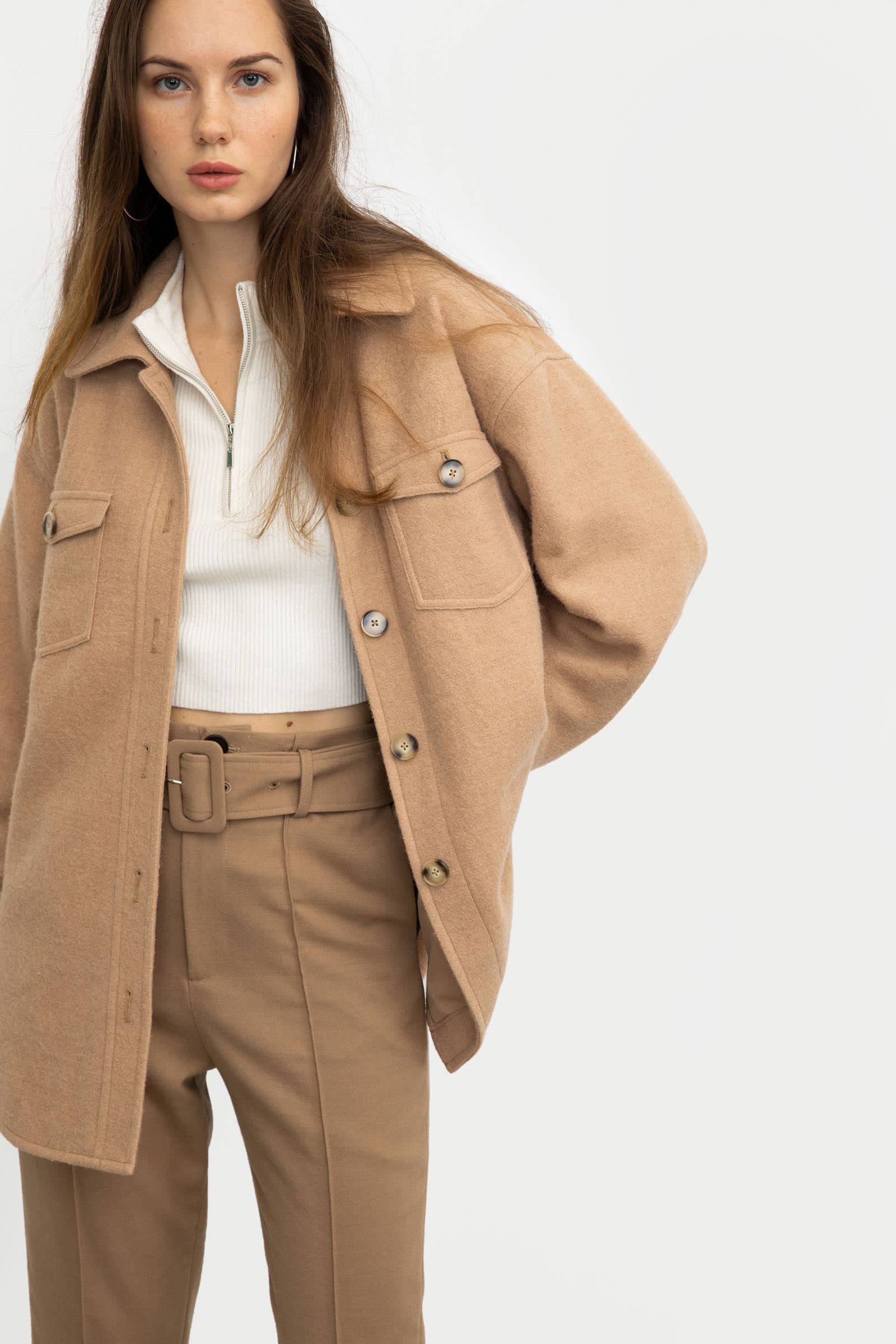 J.ING - Wholesale Trench Coat - Women's - Sage Tan Longline Coat7