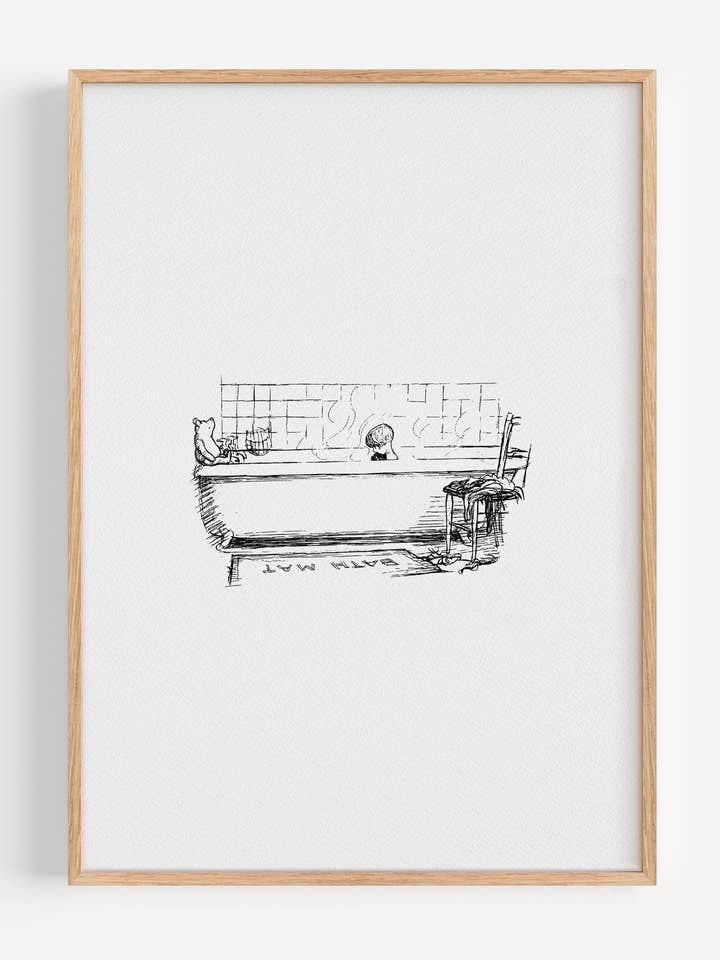 Winnie Puuh Badezeit Druck | Klassische Kinderzimmer Wandkunst I161-3 für den Großhandel von Peardrop Prints