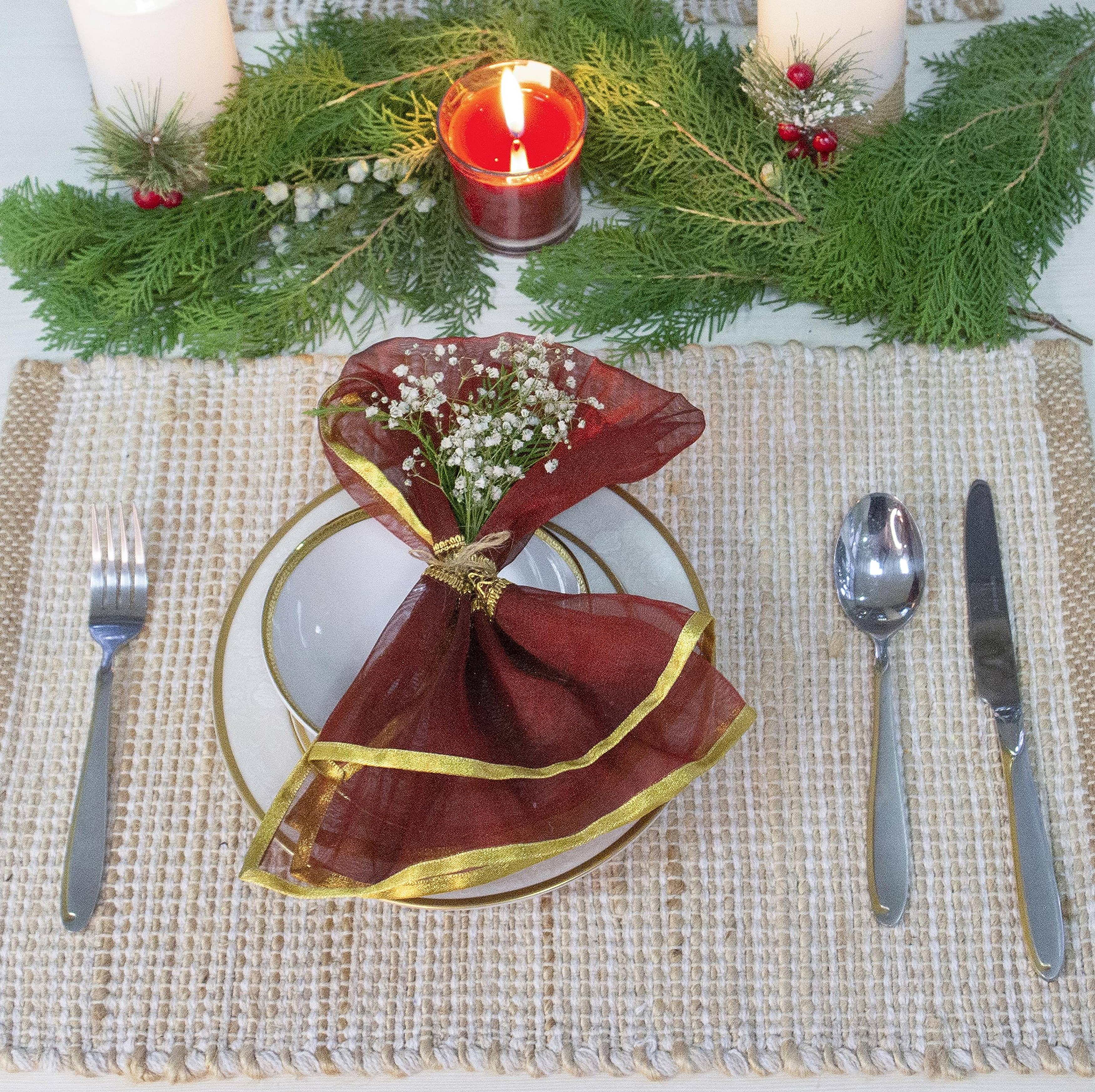 NATURAL IVORY Set of 4 Ombre Placemats, Jute & Ivory, 13x19 Inch for wholesale on Faire6