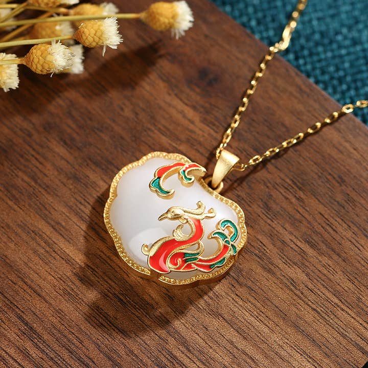 Bright MacMing - Wholesale Pendant/Charm Necklace - Phoenix in Fire Jade Necklace3
