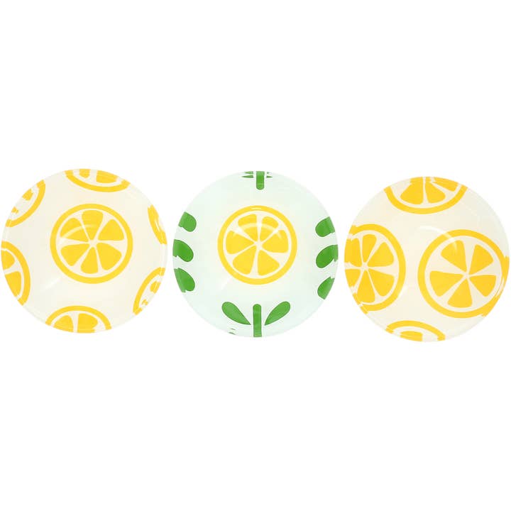 Pavilion - Wholesale Serving Tray - Lemons - 11" Glass Serving Tray with 3 Bowls10