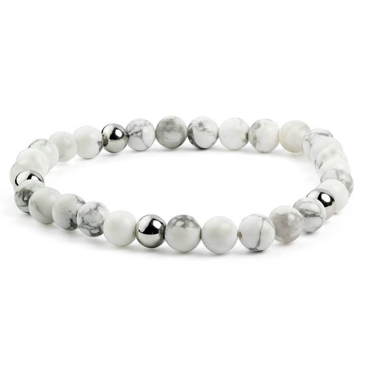 Bracelet extensible en perles turquoise et acier (6 mm) pour la vente par West Coast Jewelry