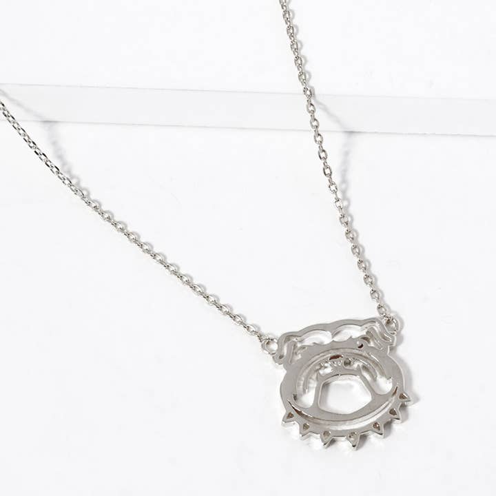 Fashion City - Wholesale Pendant/Charm Necklace - Gold-Dipped Bulldog Face Pendant Necklace