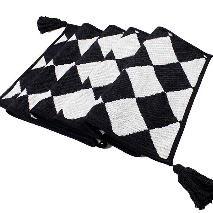 Fennco Styles - Wholesale Table Runner - Black & White Diamond Checker 14"x71" Table Runner2