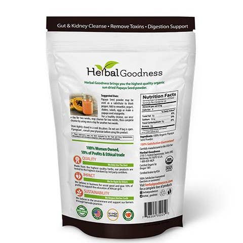 Herbal Goodness - Wholesale Protein/superfood powder - Papaya Seed Powder - Organic 4oz - Detox, Kidney & Digestion - Herbal Goodness2