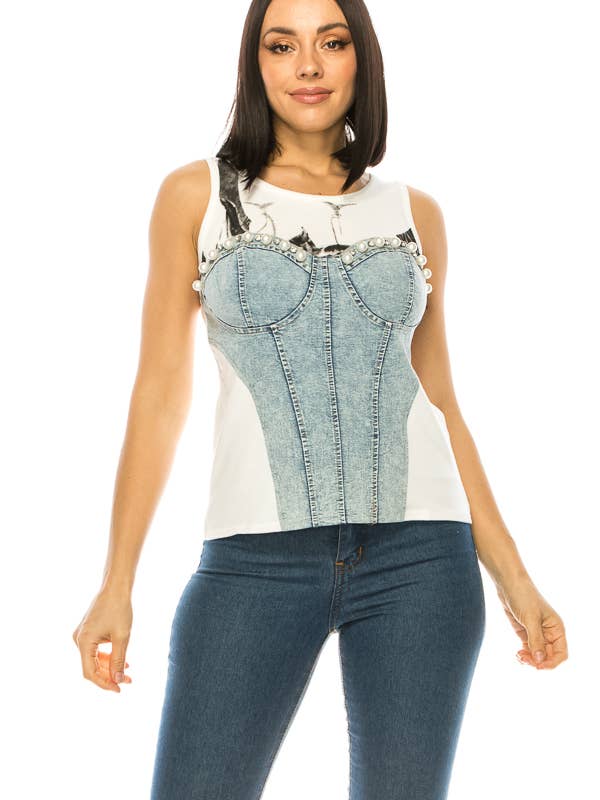 (ST2870) Corset Sleeveless Top (2 colors) for wholesale by SALT