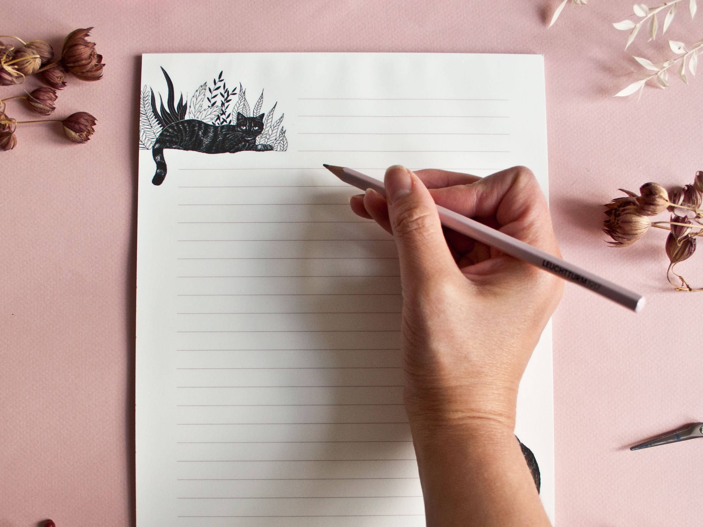 Katja Rub - Wholesale Stationery/Notecard Set - Stationery set cats, A4 notepad & 10 envelopes3