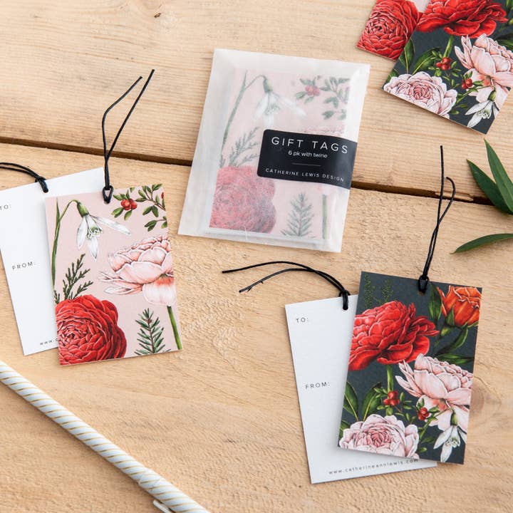 Christmas Gift Tag - Berry Roses Collection for wholesale by Catherine Lewis Design
